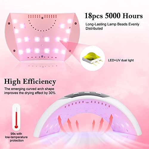 Wisdompark UV LED Nail Lamp, 54W UV Light for Gel Nails with Automatic Sensor/3 Timer Setting Professional Nail Dryer Gel Polish Curing Lamp Nail Art Tools (White) (54, Watts) - Image 4