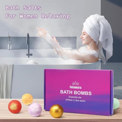 Bath Bombs, 24 pcs Handmade Bath Bombs Gift Set, Natural & Organic Essential Oil Bubble Bath, Bath Bombs Gift Set for Women and Girls - Image 6