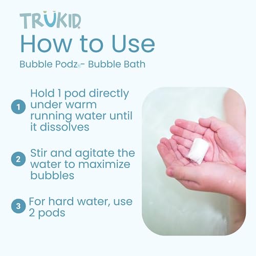 TruKid Bubble Podz Bubble Bath for Baby & Kids, Gentle Refreshing Bath Bomb for Sensitive Skin, pH Balance 7 for Eye Sensitivity, Natural Moisturizers and Ingredients, Vanilla (60 Podz) - Image 4