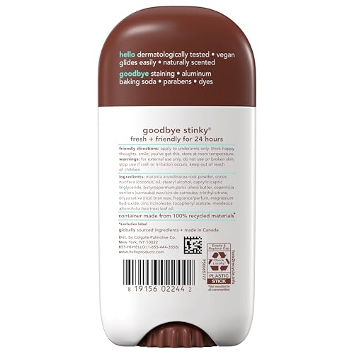 hello Sweet Coconut Deodorant With Shea Butter for Women + Men, Aluminum Free, Baking Soda Free, Parabens Free, 24 Hour Odor Protection, 2.6 Ounce, 2 Pack - Image 5