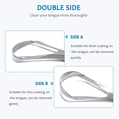 2-Pack Tongue Scraper, 100% Useful Surgical Stainless Steel Tongue Cleaner for Both Adults and Kids, Professional Reduce Bad Breath Metal Tongue Scrapers, Help Your Oral Hygiene (with 2 cases) - Image 4