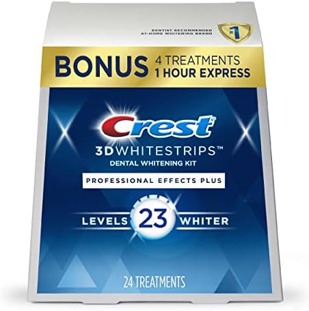 Crest 3D Whitestrips Professional Effects Plus, 3D White, Teeth Whitening Strip Kit, 48 Strips (24 Count Pack), Crest Teeth Whitening Strips, Teeth Whitening Kit