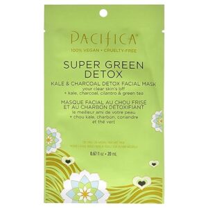 Pacifica Face Mask - Super Green Detox Kale & Charcoal Detox Facial Sheet Mask - 0.67 oz Mask