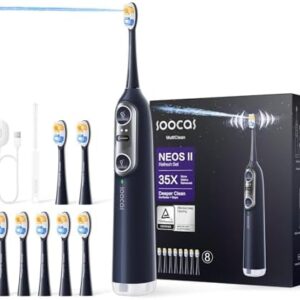 Soocas NEOS II Refresh Set - Electric Toothbrush with Water Flosser, Sonic Electric Toothbrush for Adults, Water Flosser for Teeth, Portable Flossing Toothbrush, 100% Plaque Removal, Dark Violet