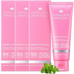 Intensive Whitening Toothpaste, 4.2oz (3 Packs) - Christmas Gifts, Stocking Stuffers for Adults, Teeth Whitening, Fluoride for Anti Cavity & Enamel Repair, Pink Toothpaste, Fresh Spearmint Flavor
