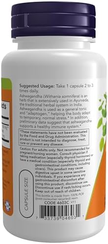 NOW Foods Supplements, Ashwagandha (Withania somnifera) 450 mg (Standardized Extract) for Immune Support ,90 Veg Capsules - Image 3