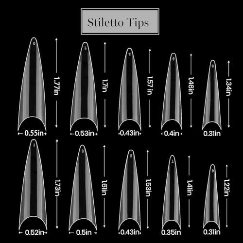 Beetles Acrylic Nails Kit 488 Pcs 3 Styles Clear Coffin Ballerina Stiletto Nail Tips Gel Tips Set False Nails Extension Gel Nail Art Gift for Women - Image 8