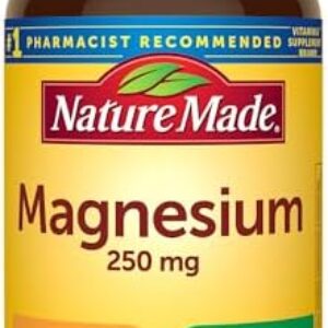 Nature Made Magnesium Oxide 250 mg, Magnesium Supplement for Muscle, Heart, Bone and Nerve Health Support, 100 Tablets, 100 Day Supply