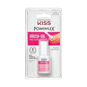 KISS PowerFlex Brush-On Nail Glue for Press On Nails, Ultra Hold Flex Formula Nail Adhesive, Includes One Bottle 5g (0.17 oz.) with Twist-Off Cap & Brush Applicator