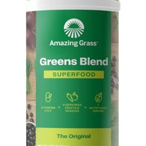 Amazing Grass Greens Superfood Powder: Greens Powder with Digestive Enzymes & Probiotics, Organic Spirulina, Chlorella, and Beet Root Powder, Original, 60 Servings