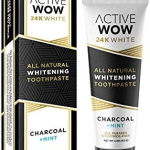 Active Wow Activated Charcoal Toothpaste - Charcoal Toothpaste for Whitening, Charcoal Teeth Whitening, Made with Organic Coconut Oil & Xylitol, Charcoal Activated Toothpaste (4 Ounce (Pack of 1))
