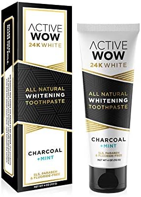 Active Wow Activated Charcoal Toothpaste - Charcoal Toothpaste for Whitening, Charcoal Teeth Whitening, Made with Organic Coconut Oil & Xylitol, Charcoal Activated Toothpaste (4 Ounce (Pack of 1))