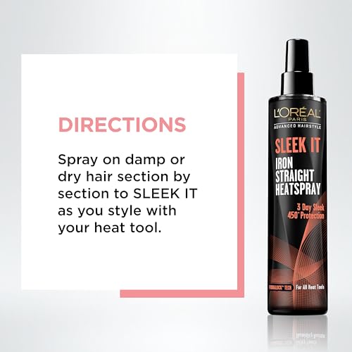 L'Oréal Paris Advanced Hairstyle Sleek It Iron Straight Heat Spray, 5.7 Ounce - Image 4
