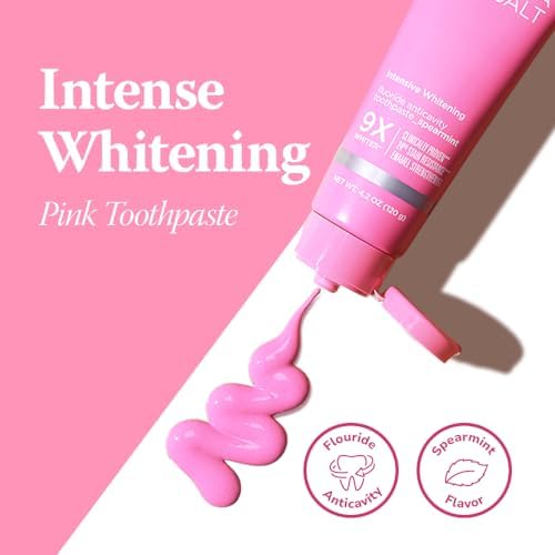 Intensive Whitening Toothpaste, 4.2oz (3 Packs) - Christmas Gifts, Stocking Stuffers for Adults, Teeth Whitening, Fluoride for Anti Cavity & Enamel Repair, Pink Toothpaste, Fresh Spearmint Flavor - Image 2