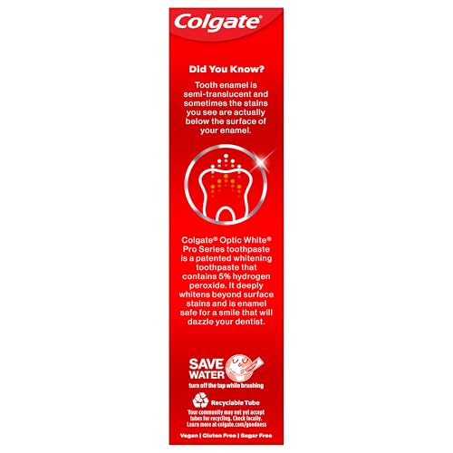 Colgate Optic White Pro Series Whitening Toothpaste with 5% Hydrogen Peroxide, Stain Prevention, 3 Oz Tube - Image 9