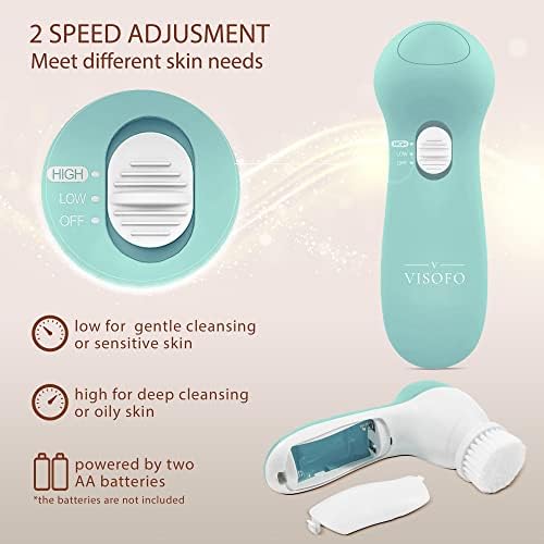 Face Scrubber | Facial Cleansing Brush Exfoliator Skin Care Products Beauty Products Powered Electric Wash Exfoliating Spin Cleanser Cleaning Scrub Including 7 Heads (Opal) - Image 6