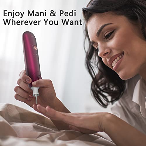 Professional Manicure Pedicure Set, Cordless Electric Nail File Kit, Rechargeable Nail Grinder for Thick Nails, 5 Speeds Hand Foot Nail Care Trimmer Buffer Tools(Red) - Image 6