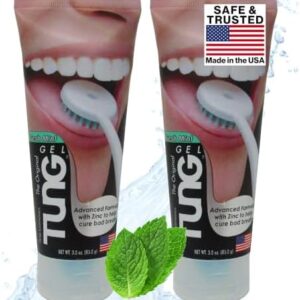 Tung Tongue Gel | Fresh Mint Tongue Cleaning Paste | Bad Breath and Halitosis | Mouth Odor Eliminator | Use with Tongue Brushes & Scrapers | Made in America (2 Pack)