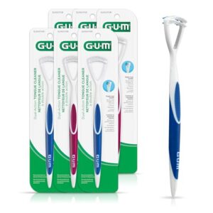 GUM Tongue Cleaner - Dual Action Soft Bristled Tongue Brush with Tongue Scraper for Better Oral Hygiene - Bad Breath Treatment (6pk)