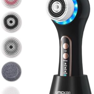 Face Scrubber Exfoliator,Facial Cleansing Brush Rechargeable IPX7 Waterproof with 5 Brush Heads,Electric Face Spin Brush for Exfoliating, Massaging and Deep Cleansing