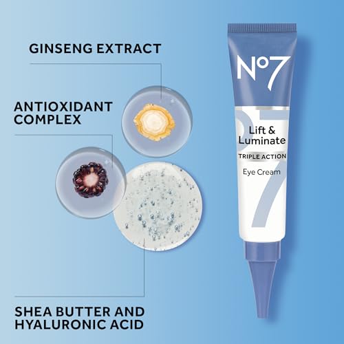 No7 Lift & Luminate Triple Action Eye Cream - Anti-Aging Under Eye Cream for Dark Circles, Puffiness & Wrinkles - Formulated with Vitamin C to Brighten and Refresh Tired Eyes (0.5 Fl Oz) - Image 6