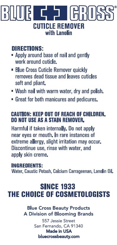 Blue Cross Cuticle Remover Liquid, Cuticle Softener for Nails, Professional Nail + Cuticle Care with Lanolin for Brittle Nails, Hang Nails, Hydrating, Moisturizing, Dry Cuticles, Made in USA, 6oz - Image 8