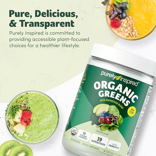 Purely Inspired Organic Green Powder Smoothie Mix, Unflavored (24 Servings) - Probiotics for Digestive Health with Spirulina & Chlorella for Gut Health - Vegan & Gluten-Free - Image 6