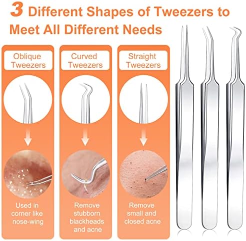 Pimple Popper Tool Kit, IUMAKEVP 15 PCS Professional Stainless Steel Blackhead Remover Comedone Extractor Tools for Removing Zit on Face - Acne Removal Kit with Metal Case (Silver) - Image 2
