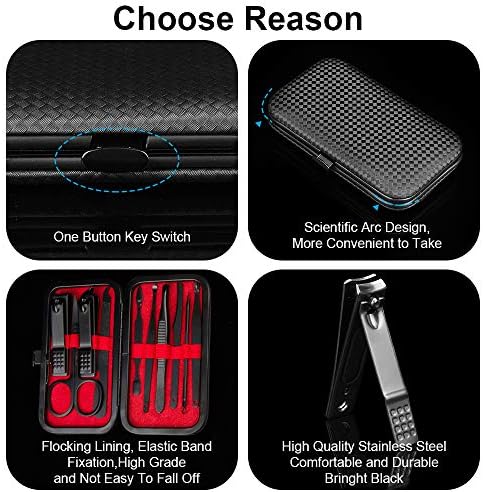 Manicure Kit, Okom Mens Grooming Kit, Nail Care Kit, Manicure Kit for Men, Mens Nail Grooming Kit, Nail Kit,Manicure Set with Nail Clippers Nail File and Cuticle Pusher,Christmas Gifts for Men(10Pcs) - Image 6