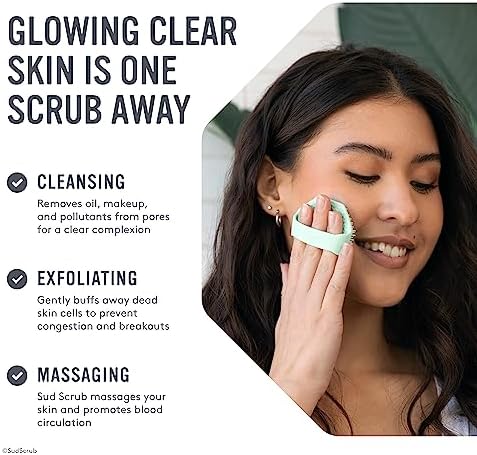 Sud Scrub® Antimicrobial Silicone Face Scrubber, 1 Pack, Gentle Face Exfoliator for Sensitive Skin, Eco Friendly Facial Cleansing Brush, Exfoliating Face Brush for Men and Women (Charcoal) - Image 3