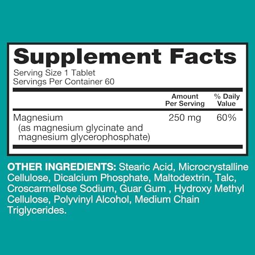 Qunol Magnesium Glycinate Complex, Gentle on Stomach, 250mg One Pill Dose, Superior-Absorption Magnesium, Nerve, Bone and Muscle Health Supplement, 60 Count (Pack of 1) - Image 6