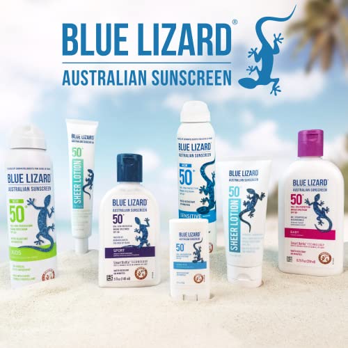 BLUE LIZARD Sensitive Mineral Sunscreen with Zinc Oxide 50+ Water Resistant UVAUVB Protection with Smart Cap Technology Fragrance Free, Sensitve, SPF 50 - - Tube, Unscented, 5 Fl Oz - Image 6