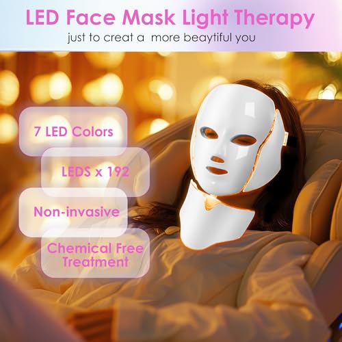 Red-Light-Therapy-for-Face, Led Face Mask Light Therapy, 7-1 Colors LED Facial Skin Care Mask (White) - Image 2