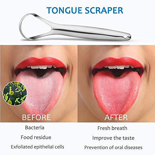 2-Pack Tongue Scraper, 100% Useful Surgical Stainless Steel Tongue Cleaner for Both Adults and Kids, Professional Reduce Bad Breath Metal Tongue Scrapers, Help Your Oral Hygiene (with 2 cases) - Image 2