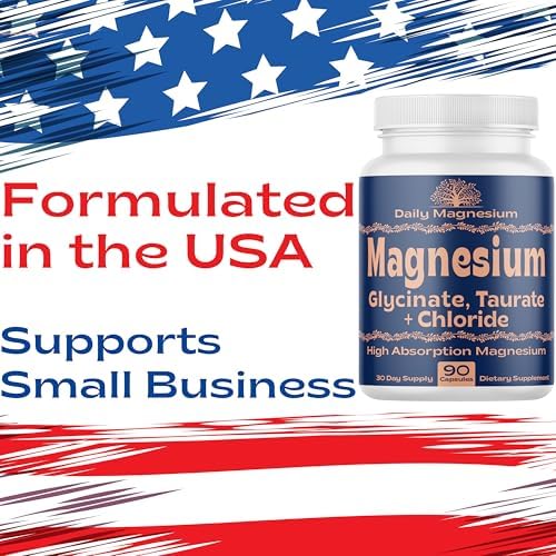 Triple Magnesium Complex 500mg from Magnesium Glycinate 1250mg, Magnesium Taurate 625mg, Magnesium Chloride 500mg - Premium, High Absorption Chelated Magnesium Supplement - 90 Capsules Made in USA - Image 7