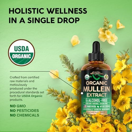 Mullein Drops for Lungs - USDA Organic Liquid - Mullein Leaf Extract Supplement - Made in USA - Lung & Bronchial Cleanse for Smokers - Respiratory Health Support - As Tincture, Tea, Pills - 4 fl oz - Image 3