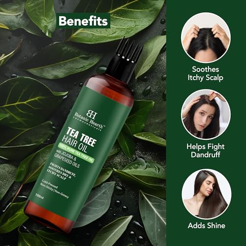 Botanic Hearth Tea Tree Oil for Hair | With Jojoba & Grapeseed Oils | Soothes Itchy Scalp & Fights Dandruff | Non GMO Verified | 6.7 fl oz - Image 3