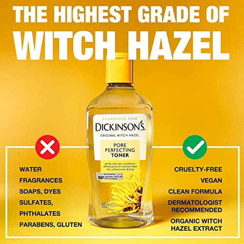 Dickinson's Original Witch Hazel Pore Perfecting Toner, 100% Natural, 16 Ounce Fragrance free - Image 7
