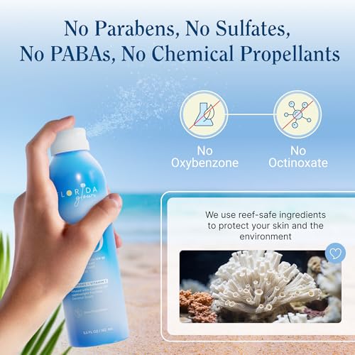 Florida Glow SPF 50 Sunscreen Spray- Hawaii 104 Reef Act & Florida Keys Compliant Broad Spectrum Water Resistant Sport Sun screen - Child Friendly PABA Free & Oxybenzone Free (5.5 Fl Oz 2-pack) - Image 4