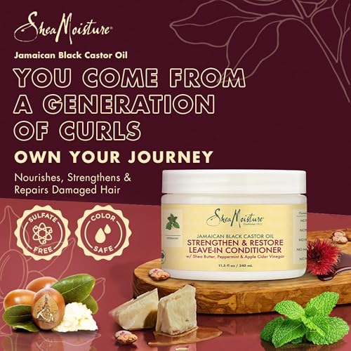 SheaMoisture 100% Pure Jamaican Black Castor Oil Leave In Conditioner For Damaged Hair and To Soften Detangle Hair 11.5oz - Image 6