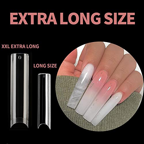 UNA GELLA Tapered Square Nail XXL Tips 120 PCS No C Curve Gel Extra Long Straight Nails Half Fake Trace for Acrylic Home DIY with Box - Image 3