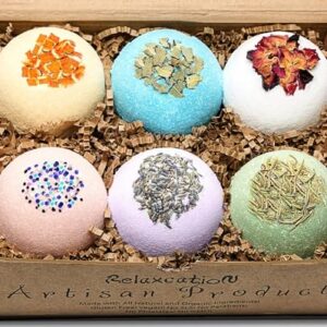 Handmade Organic Bath Bombs Gift Set For Women All Natural with Epsom Salt Relaxation Dead Sea Salt - Natural and Safe Bath Bombs Kit for Kids Her Mom Mother Grandma Girlfriend - Best Gifts Idea