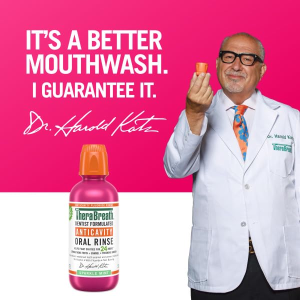 TheraBreath Anticavity Fluoride Mouthwash, Sparkle Mint, Dentist Formulated, 16 Fl Oz (2-Pack). - Image 7
