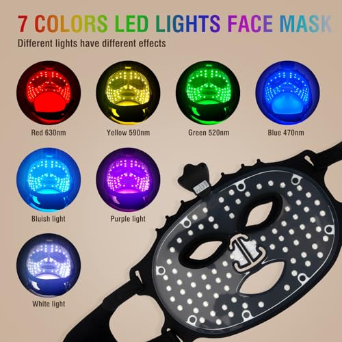 7 Color Red Light Therapy Mask, LED Face Mask Light Therapy, Red Light Therapy for Face, Silicone Face Mask Skin Care at Home with Eye Protection Cushion for Anti Aging Wrinkles - Image 5