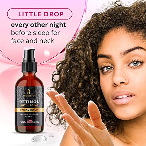 DOUBLE SIZED (2Oz) Retinol Serum for Face with Hyaluronic Acid + Vitamin E and A + Aloe Vera Anti-Aging Serum Pore Tightener Fade Dark Spots Clinical Strength Formula by InstaSkincare - Image 8