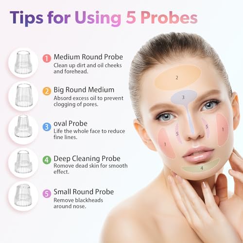 Newest Blackhead Remover Pore Vacuum Upgraded Facial Pore Cleaner Electric Comedone Whitehead Extractor Tool-5 Suction Power,5 Probes,USB Rechargeable Blackhead Vacuum Kit for Women & Men - Image 4