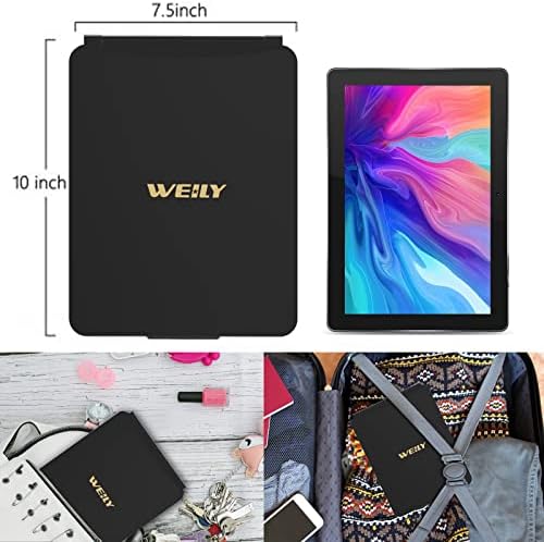 WEILY Portable Travel Mirror Makeup Mirror with 72 LED Lights, Touch Screen Three Colors Dimmable,Ultra Thin, 2000 mAh USB Rechargeable Foldable Cosmetic Mirror(Black) - Image 2