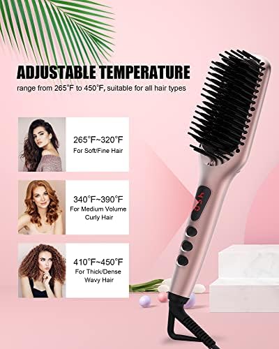 MegaWise Hair Straightener Brush KL1025-2-in-1 Ionic Hair Straightening & Detangling Brush with Adjustable Temperature, Anti-Scald Technology, and Auto Shut-Off - Ideal for All Hair Types - Image 6