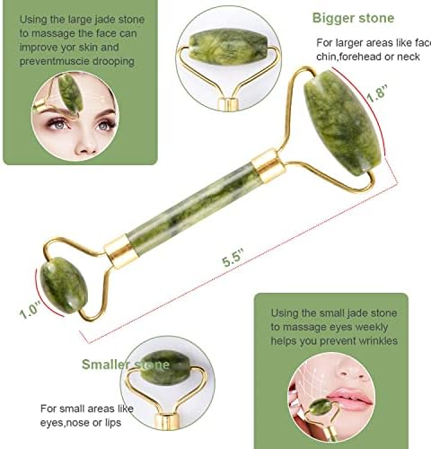 Jade Gua Sha Facial Massager Set - 5 in 1 Skin Care Tools With Roller and Massager - Image 2