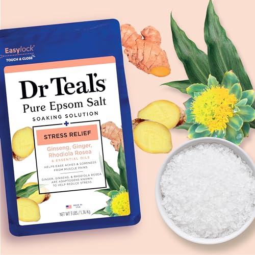 Dr Teal's Pure Epsom Magnesium Salt Soak, Stress Relief with Essential Oils, 3lbs - Image 7